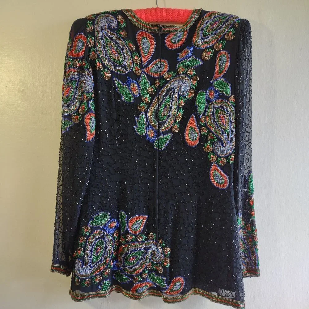 Vintage Jack Bryan Beaded Top Elegant Quiet Luxury Special Occasion  Size 6 - Picture 2 of 12